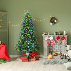 7 FT Pre-Lit Christmas Tree with Remote, Colour Changing LEDs, 4 Colours and 9 Lighting Modes