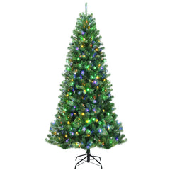 8 FT Pre-Lit Christmas Tree with Remote, Colour Changing LEDs, 4 Colours and 9 Lighting Modes