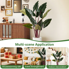Artificial Rainbow Taro Tree 63 inches Tall with 11 Faux Leaves-1 Pack