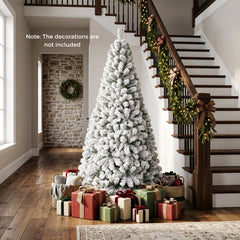 6 FT Snow Flocked Artificial Christmas Tree with 600 Branch Tips and a Folding Metal Base