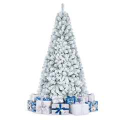 6 FT Snow Flocked Artificial Christmas Tree with 600 Branch Tips and a Folding Metal Base