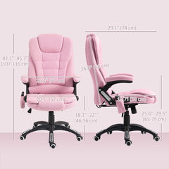6 Point Vibrating Massage Home Office Chair High Back Executive Chair with Reclining Back, Swivel Wheels, Pink
