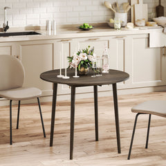 Folding Dining Table, Round Drop Leaf Kitchen Table for Small Spaces with Wood Legs, Oak