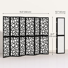 4 Panel Room Divider, 5.6 FT Lightweight Folding Privacy Screen with Geometric Pattern for Living Room, Bedroom, Black