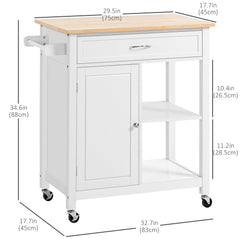 Rolling Kitchen Cart with Wood Top and Drawer, Kitchen Island on Wheels for Dining Room, Black | Canada