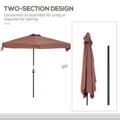 9.8ft Half Umbrella Semi Round Patio Parasol with Crank Handle, Top Vent for Garden, Balcony- NO BASE INCLUDED, Green
