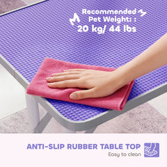 Foldable Pet Grooming Table for Dogs Cats with Adjustable Arm, Non-slip Surface, Black