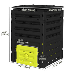 Compost Bin, Garden Composter with 80 Vents and 2 Doors, 120 Gallon (450L), Brown
