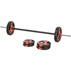 44lbs Adjustable Barbell Weight Set, Solid One-Piece Barbell Bar and Weights for Home Gym Weight Lifting Strength Training Exercise, Max Load 110 lbs, Black and Red