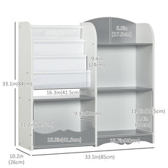 Kids Toy Storage Organizer Shelf, Children Bookshelf for Bedroom, Playroom, Nursery, Grey