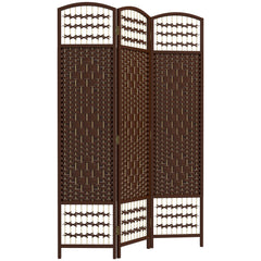 4 Panel Folding Room Divider, Portable Privacy Screen, Wave Fiber Room Partition for Home Office, Black