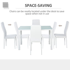 5-Piece Rectangular Glass Kitchen Table and Chairs with Metal Frame and Faux Leather Upholstery for Dining Room, Black
