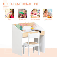 2 Pieces Kids Desk and Chair Set with Storage Pull-Out Drawer for 6-10 Years, Writing, Reading, Drawing