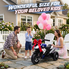 Kids Electric Motorcycle Ride-On Toy with 3 Wheels, Music, Horn, Lights, Black