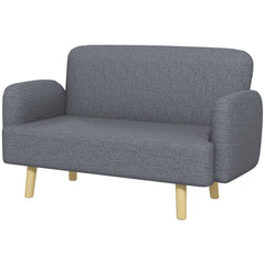Velvet Feel Fabric 2 Seater Sofa, Small Sofa Loveseat with 8.3" Thick Padding and Wood Legs, Black
