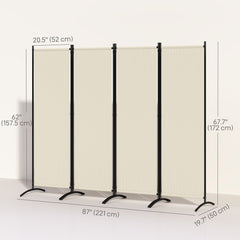 Folding Room Divider, Privacy Screen for Home Office Bedroom, 5.6FT Tall, Dark Grey