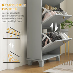 Narrow Shoe Storage with 3 Flip Drawers and Adjustable Shelves, Shoe Cabinet Organizer for 12 Pairs of Shoes, Black