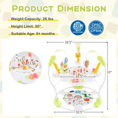 Baby Activity Center Height Adjustable Baby Bouncing Saucer with Interactive Toys-Yellow