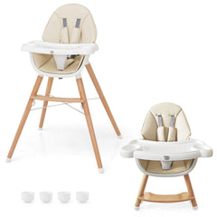 Baby High Chair with Dishwasher Safe Tray-Beige