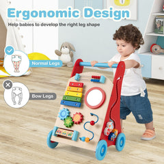 Baby Push Walker with Handle and Wheels for Boys & Girls 3+ Years Old-Muticolor