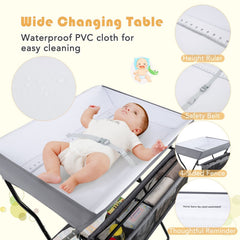 Baby Storage Folding Diaper Changing Table-Gray