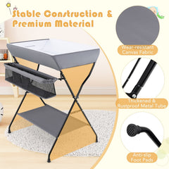 Baby Storage Folding Diaper Changing Table-Gray