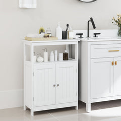 Bathroom Floor Cabinet Freestanding Storage Organizer with Open Compartment-White