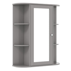 Bathroom Single Door Shelves Wall Mount Cabinet with Mirror-Gray