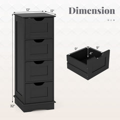 Bathroom Storage Cabinet with Cutout Handles and 4 Drawers-Black