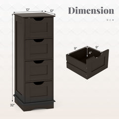 Bathroom Storage Cabinet with Cutout Handles and 4 Drawers-Brown