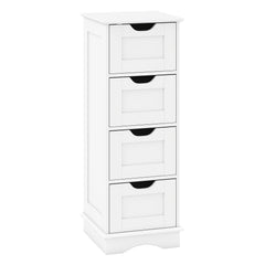 Bathroom Storage Cabinet with Cutout Handles and 4 Drawers-White