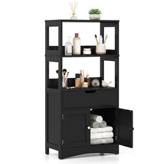 Bathroom Storage Cabinet with Drawer and Shelf Floor Cabinet-Black