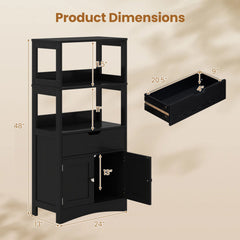 Bathroom Storage Cabinet with Drawer and Shelf Floor Cabinet-Black