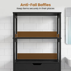 Bathroom Storage Cabinet with Drawer and Shelf Floor Cabinet-Black