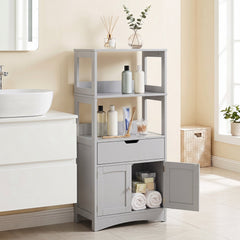 Bathroom Storage Cabinet with Drawer and Shelf Floor Cabinet-Gray