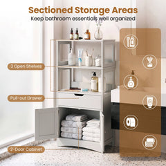 Bathroom Storage Cabinet with Drawer and Shelf Floor Cabinet-Gray
