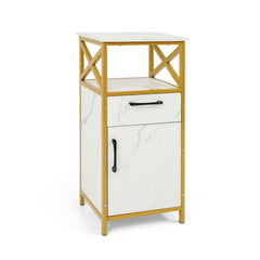 Bathroom Storage Cabinet with Drawer Single Door and Open Shelf-White