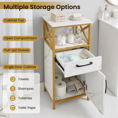 Bathroom Storage Cabinet with Drawer Single Door and Open Shelf-White