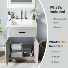Bathroom Vanity Unit with Basin and 2 Doors-Gray