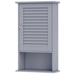 Bathroom Wall Mount Storage Cabinet Single Door with Height Adjustable Shelf-Gray