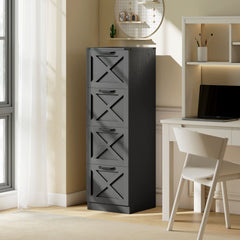 2 Drawer File Cabinet with Silent Slides, Vertical Farmhouse Filing Cabinet Fits Letter/A4 Size Home Office, Black
