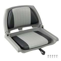 Boat Seat Folding Low Back Boat Chair with Marine-Grade PVC-Gray