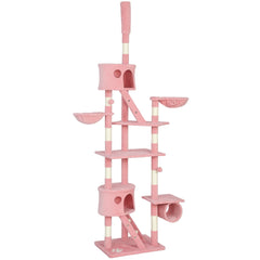 94"-102" Huge Cat Tree Ceiling High Cat Condo Scratching Post Activity Center Multi-Level Play House Light Grey