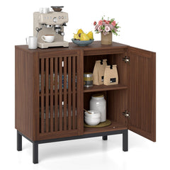 Buffet Cabinet with Storage 32 inches Wooden Sideboard Coffee Bar Station-Walnut