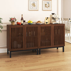 Buffet Cabinet with Storage 32 inches Wooden Sideboard Coffee Bar Station-Walnut