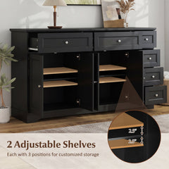Buffet Sideboard 59 inches Modern Coffee Bar Station Console Table-Black