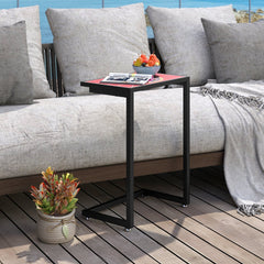 C-shaped Waterproof Outdoor Side End Table with Ceramic Top