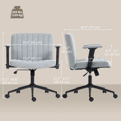 Criss Cross Chair with Flip-up Armrests, Wheels, Wide Office Chair with Adjustable Height, Tilting, Cream White