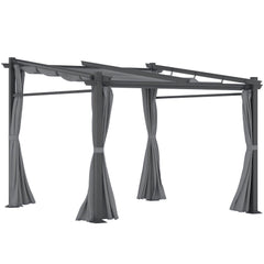 Metal Pergola with Sliding Roof Canopy, Retractable Pergola Canopy, 10' x 10', Beige