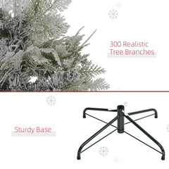 6 Feet Pencil Snow Flocked Artificial Christmas Tree with 517 Realistic Cypress Branches, Auto Open, Green